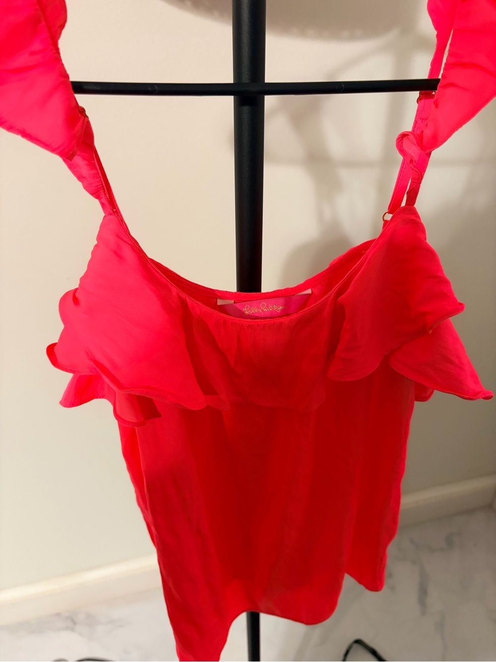 Lilly Pulitzer Hot Pink Ruffle Strap Camisole